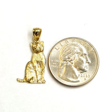 Load image into Gallery viewer, New 14k solid yellow Gold cat full body Pendant charm fine jewelry gift pet 1.9g
