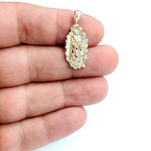 Load image into Gallery viewer, 14k yellow gold virgin Mary Guadalupe pendant diamond cut religious jewelry 2.5g
