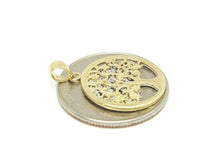 Load image into Gallery viewer, 14k two tone gold round tree of life lucky pendant charm fine gift for her 2g
