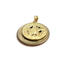 Load image into Gallery viewer, 14k yellow Gold 0.73" Round Tetragrammaton Protection Pendant Fine jewelry 2.1g
