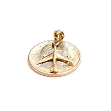 Load image into Gallery viewer, 14k yellow Gold Tiny Airplane Aviation plane 3D pendant gift fine jewelry 1.1g
