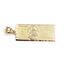 Load image into Gallery viewer, New 14k yellow gold 100 dollar bill money lucky pendant charm fine jewelry 2.1g
