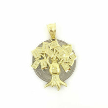 Load image into Gallery viewer, 10k yellow gold 100 dollar sign money bag tree lucky pendant charm gift 2.4g
