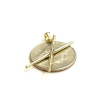 Load image into Gallery viewer, New 14k yellow Gold solid 3D Drumsticks Pendant Gift music fine jewelry 1.9g
