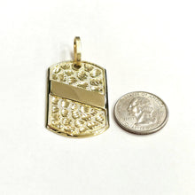Load image into Gallery viewer, 10k yellow Gold solid men's nugget dog tag Pendant charm fine gift jewelry 8.4g
