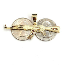 Load image into Gallery viewer, 14k yellow Gold AK-47 Machine gun Military Rifle Pendant charm fine gift 3.2g
