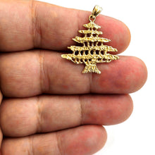 Load image into Gallery viewer, 14k yellow gold Lebanon cedar tree lucky pendant charm gift fine jewelry 2.4g
