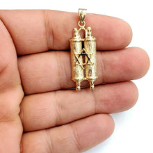 Load image into Gallery viewer, 14k yellow gold tablets of law star of David Jewish Israel torah pendant 4.5g
