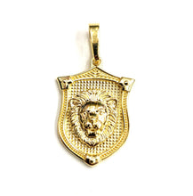 Load image into Gallery viewer, 14k yellow solid Gold lion Leo head face shield Pendant charm fine jewelry 3.7g

