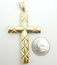Load image into Gallery viewer, 10k gold two-tone INRI hollow cross pendant with jesus fine gift jewelry 6.1g
