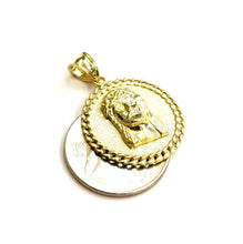 Load image into Gallery viewer, 10k yellow gold round Jesus face head pendant charm religious jewelry 0.97" 3.7g
