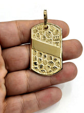 Load image into Gallery viewer, 10k yellow Gold solid men's nugget dog tag Pendant charm fine gift jewelry 8.4g
