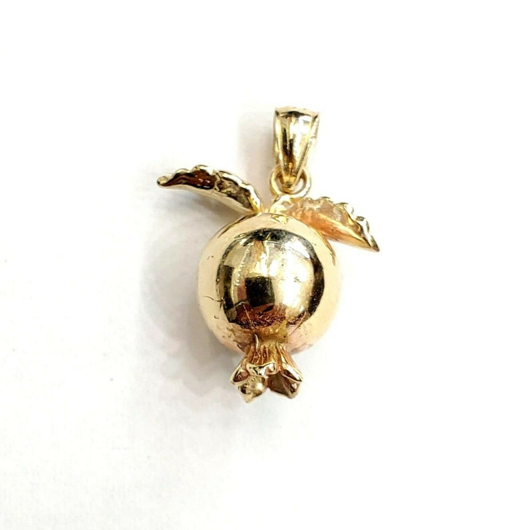 14k yellow gold 3D pomegranate Granada fruit anar pendant fine jewelry 5.1g