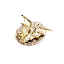 Load image into Gallery viewer, New 14k yellow Gold winged dragon Pendant charm solid gift fine jewelry 3.6g
