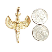 Load image into Gallery viewer, 14k yellow solid Gold Egyptian isis winged goddess Pendant fine jewelry 10.6g
