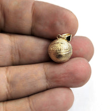Load image into Gallery viewer, 14k yellow Gold basketball 3D ball Pendant charm fine sport jewelry unisex 3.1g

