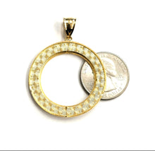 Load image into Gallery viewer, 14k yellow Gold Greek Key Frame bezel For 20 Pesos Coin  Gift fine jewelry 6.8g
