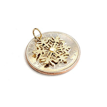 Load image into Gallery viewer, 14k Yellow Gold Winter SnowFlake Pendant charm gift for her fine jewelry 0.8g
