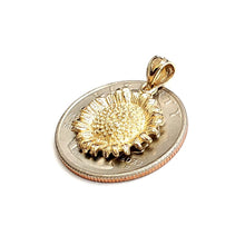 Load image into Gallery viewer, New 14k yellow Gold solid sunflower girasol Pendant charm gift fine jewelry 2.5g
