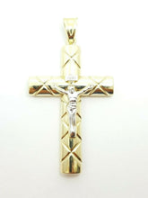 Load image into Gallery viewer, 10k gold two-tone INRI hollow cross pendant with jesus fine gift jewelry 6.1g
