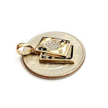 Load image into Gallery viewer, 14k yellow solid Gold playing card Pendant charm casino fine jewelry unisex 2.7g
