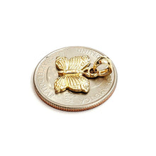 Load image into Gallery viewer, New 14k yellow Gold solid butterfly Pendant charm gift fine jewelry 1.4g

