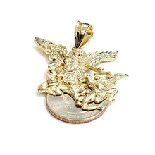 Load image into Gallery viewer, New 10k yellow gold saint Michael pendant charm fine religious gift jewelry 7g
