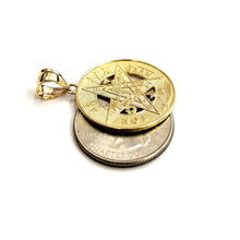 Load image into Gallery viewer, 14k yellow Gold 0.98" Round Tetragrammaton Protection Pendant Fine jewelry 5g
