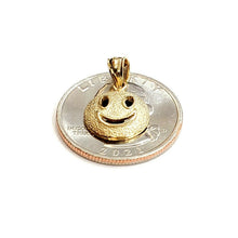 Load image into Gallery viewer, New 14k yellow gold round happy face emoji pendant charm gift fine jewelry 1.1g

