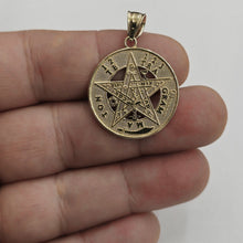 Load image into Gallery viewer, 14k yellow Gold 0.98" Round Tetragrammaton Protection Pendant Fine jewelry 5g
