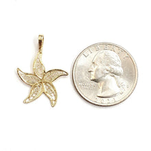 Load image into Gallery viewer, 14k yellow Gold starfish Pendant charm filigree necklace gift fine jewelry 1.1g
