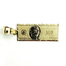 Load image into Gallery viewer, 10k yellow gold 100 dollar bill money lucky pendant charm fine jewelry 1.7g
