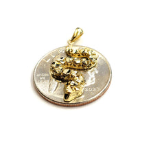 Load image into Gallery viewer, 14k yellow gold Rattle snake reptile Pendant charm diamond cut fine jewelry 1.7g
