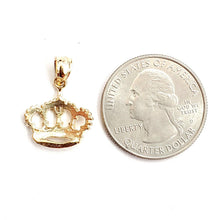 Load image into Gallery viewer, New 14k yellow Gold Tiny Queen Crown Tiara Pendant charm gift fine jewelry 1.4g
