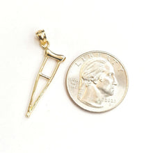 Load image into Gallery viewer, 14k yellow Gold 3D crutch handicap muleta de san lazaro Pendant fine jewelry 1.4g
