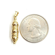 Load image into Gallery viewer, 14k yellow gold 3D mezuzah star of David kabbalah Jewish torah pendant 3.1g
