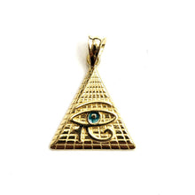 Load image into Gallery viewer, 14k yellow solid Gold Egyptian pyramid eye of Horus Pendant fine jewelry 1.6g

