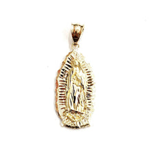 Load image into Gallery viewer, 14k yellow gold virgin Mary Guadalupe pendant diamond cut religious jewelry 3.9g
