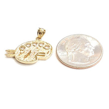 Load image into Gallery viewer, 14k Yellow Gold paint pallet brush Pendant charm painter tool fine jewelry 2.9g
