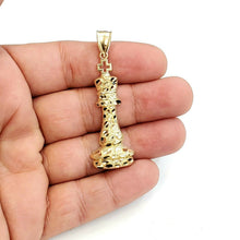 Load image into Gallery viewer, 10k yellow Gold nugget king chess piece Pendant charm diamond cut jewelry 4.2g
