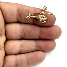 Load image into Gallery viewer, 14k yellow Gold solid Helicopter Aviation 3D pendant charm fine jewelry 3g
