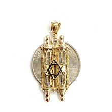 Load image into Gallery viewer, 14k yellow gold tablets of law star of David Jewish Israel torah pendant 3.1g
