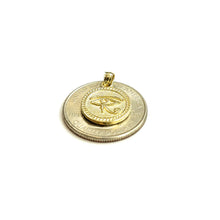 Load image into Gallery viewer, 10k yellow Gold Round Two Sided Egyptian eye of Horus protection Pendant 2.6g
