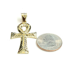 Load image into Gallery viewer, 10k yellow gold Egyptian ankh cross pendant charm fine religious jewelry 3.6g
