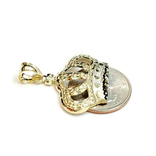 Load image into Gallery viewer, 10k yellow gold crown pendant charm fine jewelry gift necklace diamond cut 3.1g
