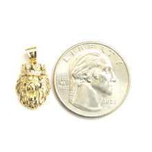 Load image into Gallery viewer, Real 14k yellow Gold tiny lion head face crown Leo zodiac Pendant charm 1.4g
