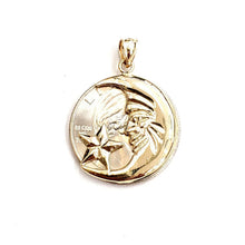 Load image into Gallery viewer, New 14k yellow gold moon and star pendant charm astronomy gift fine jewelry 2.7g
