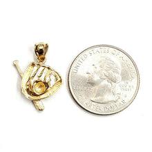 Load image into Gallery viewer, 14k yellow Gold 3D baseball bat glove ball Pendant sport game fine jewelry 2.4g
