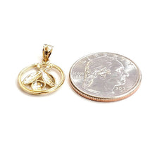 Load image into Gallery viewer, 14k yellow Gold Round Bowling ball Pins Pendant charm sport fine jewelry 1.6g
