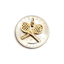 Load image into Gallery viewer, 14k yellow Gold Tiny Tennis Racket Pendant charm sport game fine jewelry 1.5g
